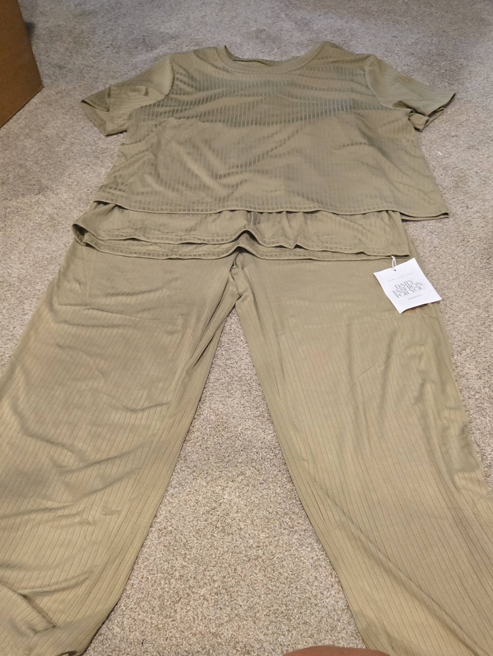 Two-Piece Olive Ribbed  Set